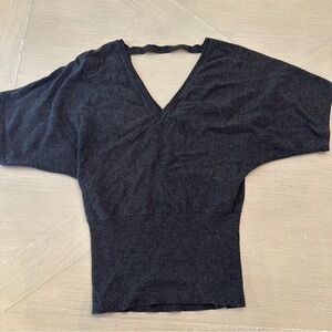 White House Black Market Gray Dolman Sleeve Blouse Dark Heather Gray